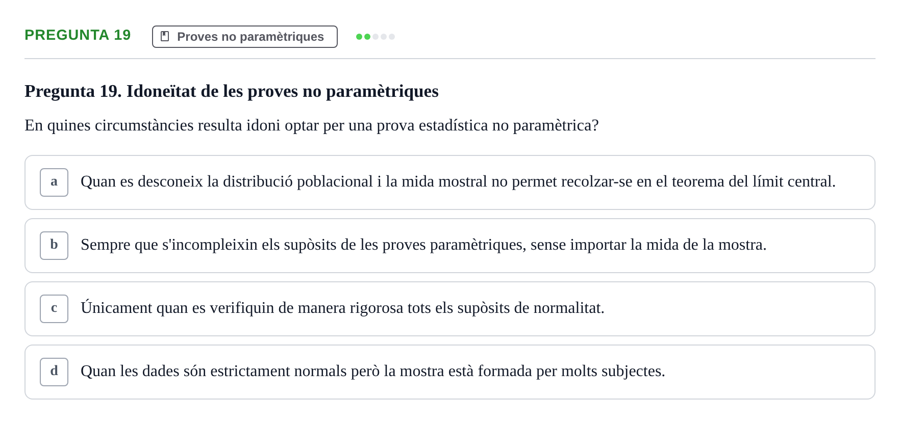 Enunciado: Pregunta 19 · Estadística UB 2020