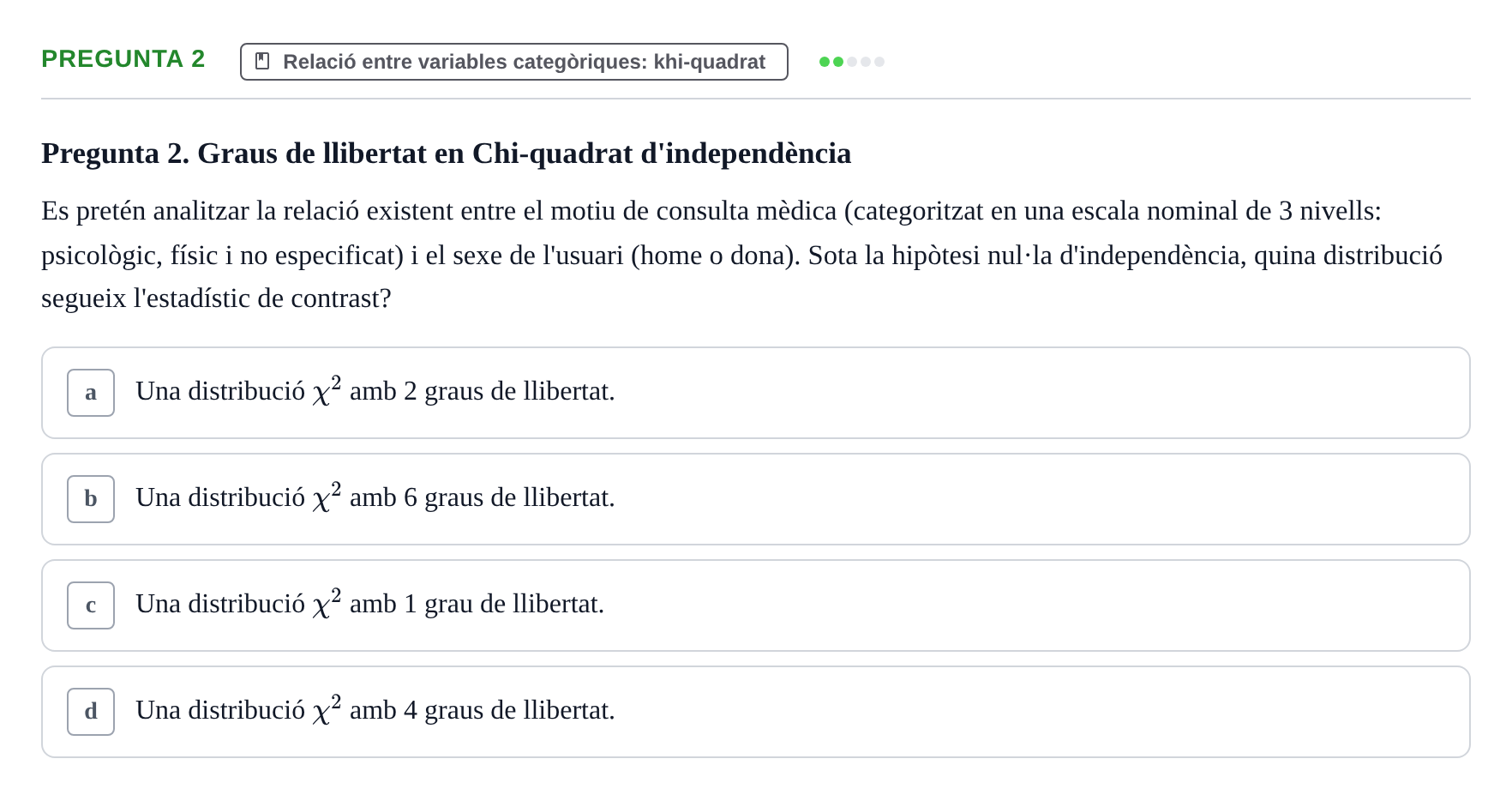 Enunciado: Pregunta 2 · Estadística UB 2020