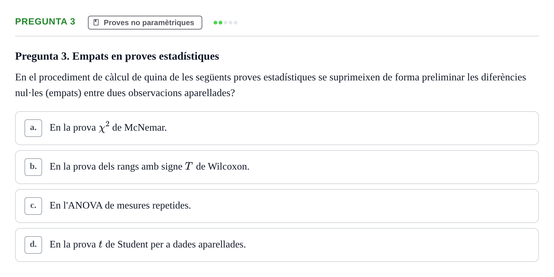 Enunciado: Pregunta 3 · Estadística UB 2020