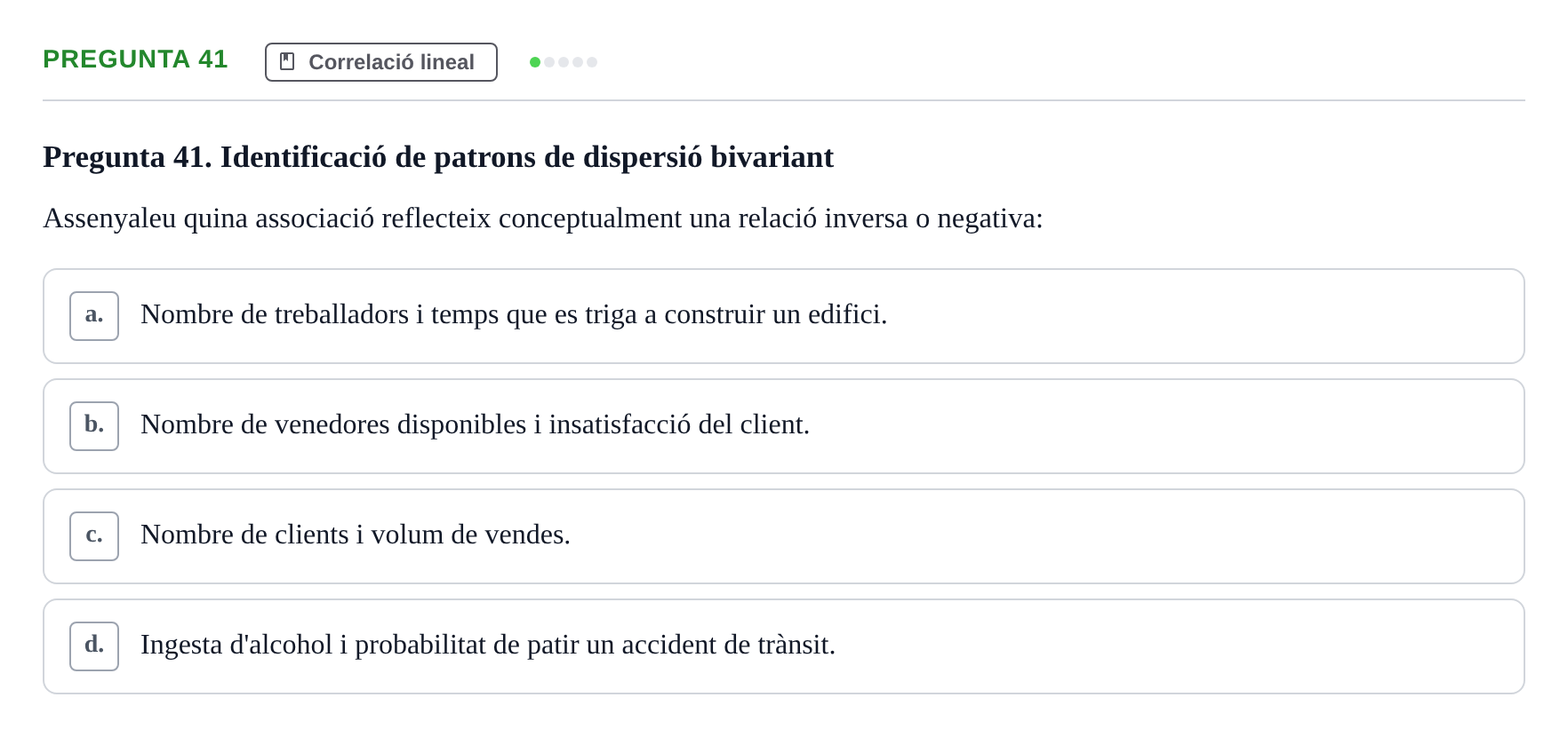 Enunciado: Pregunta 41 · Estadística UB 2020