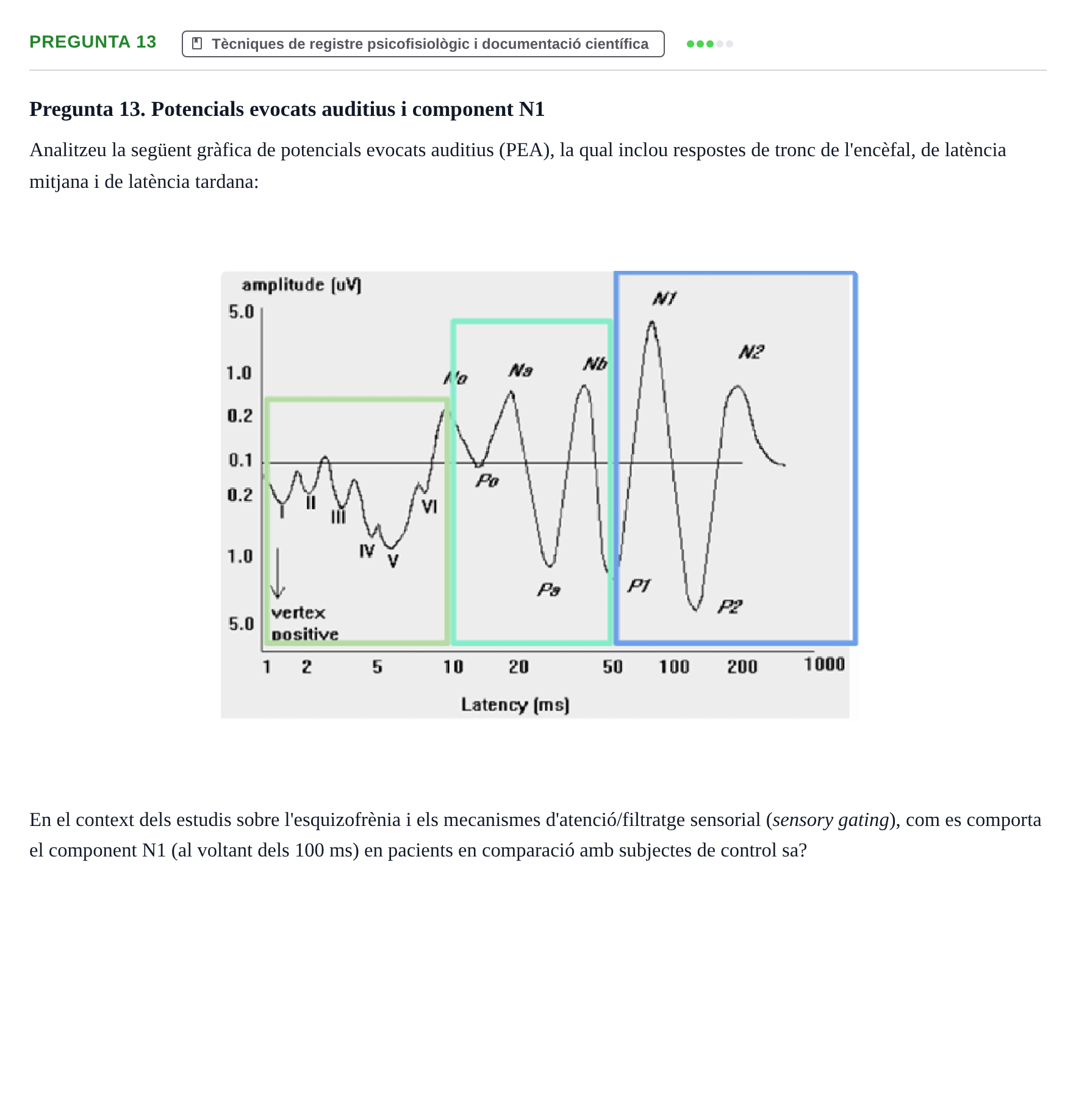 Enunciado: Pregunta 13 · Psicofisiología UB Examen Parcial Q2. Psicofisiologia