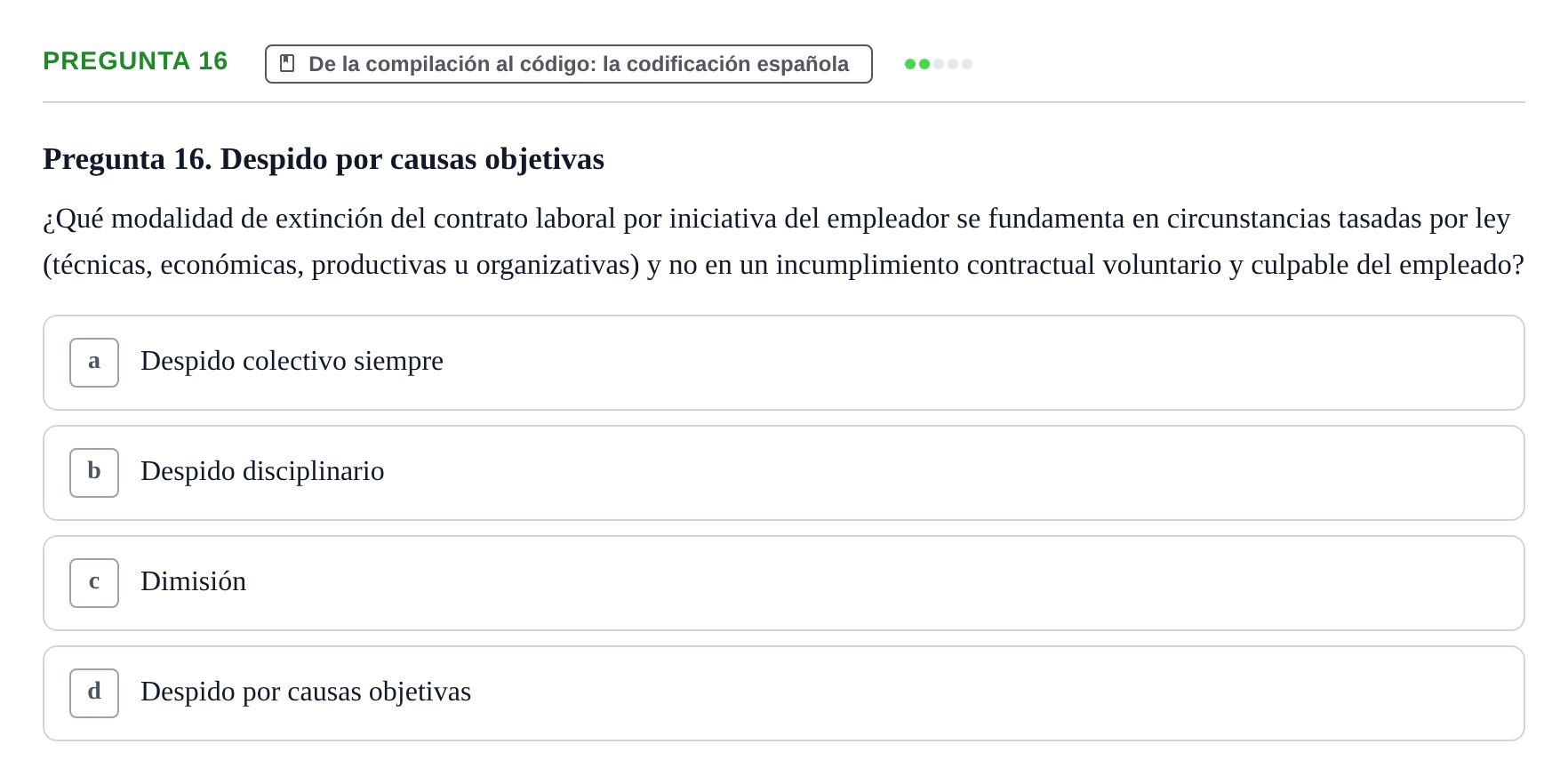 Enunciado: Pregunta 16