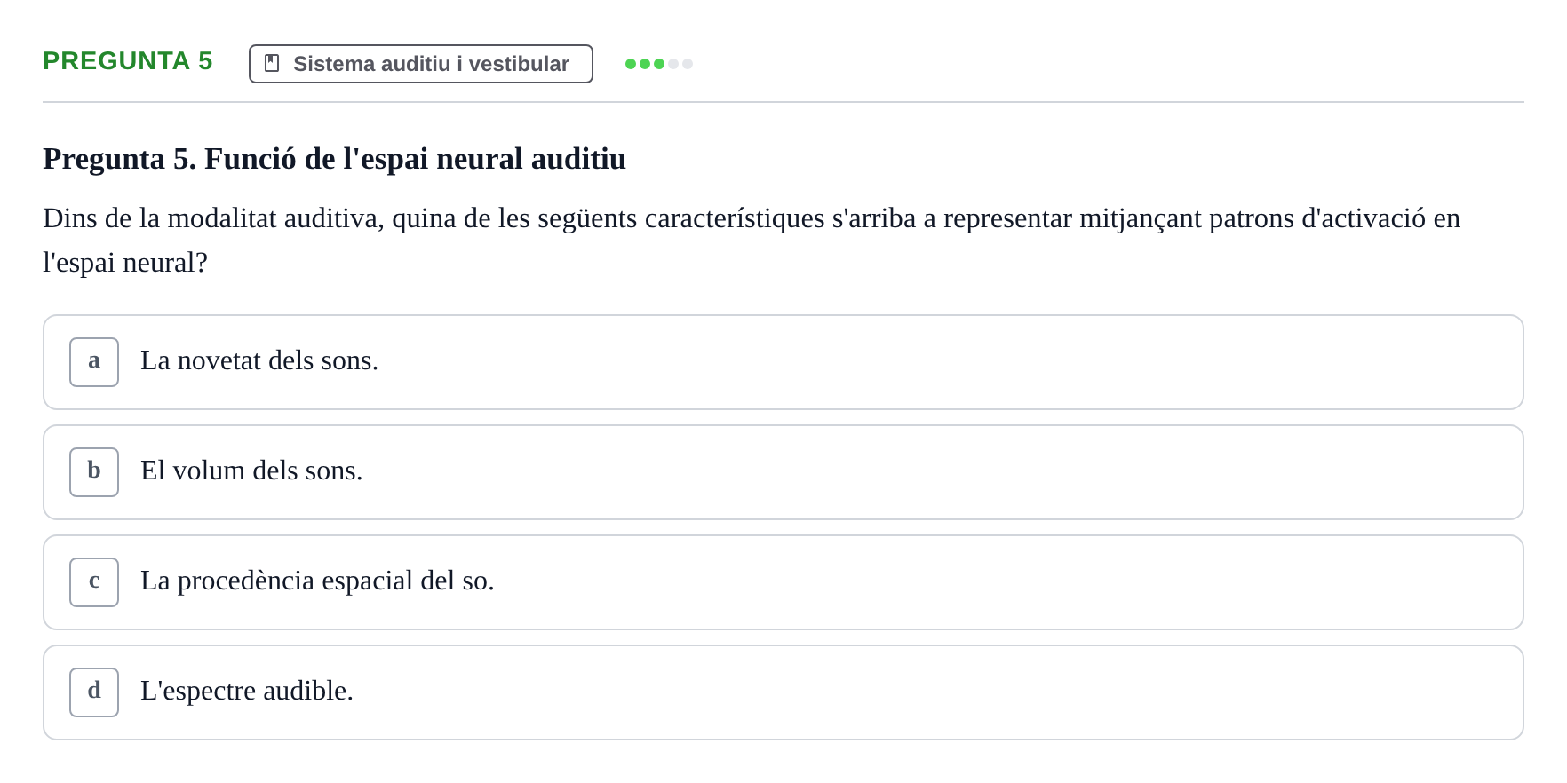 Enunciado: Pregunta 5 · Psicofisiología UB Examen Final de Psicofisiologia