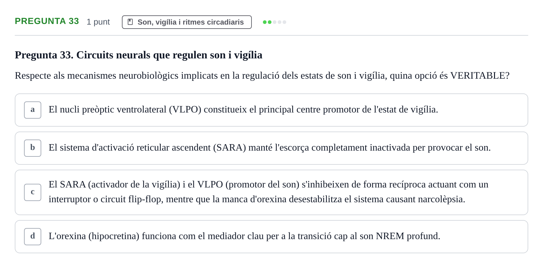 Enunciado: Pregunta 33 · Psicofisiología UB 2025