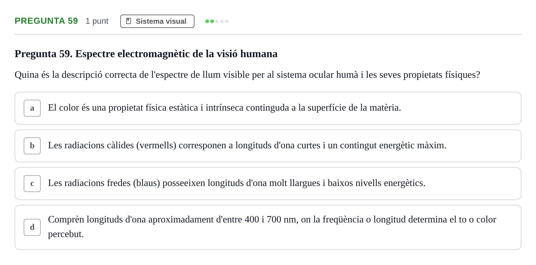 Enunciado: Pregunta 59 · Psicofisiología UB 2025