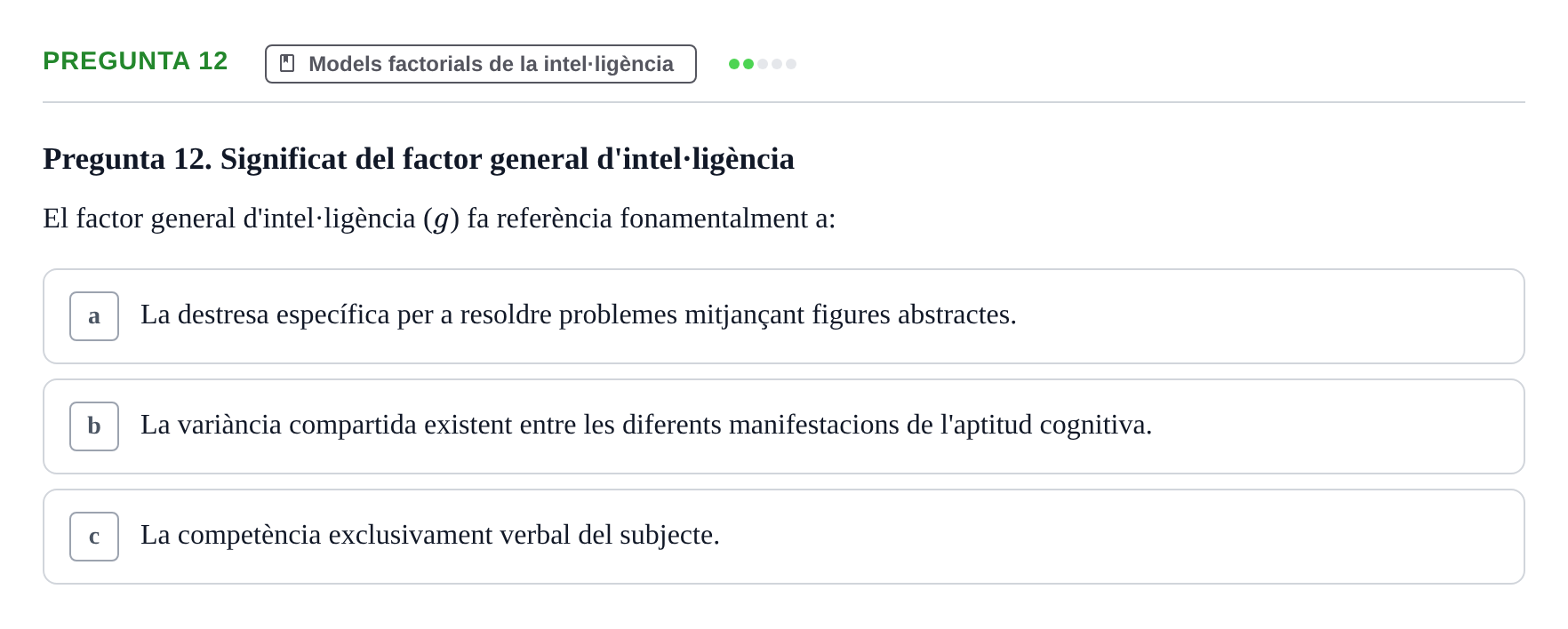 Enunciado: Pregunta 12 · Diferencies Individuals UB 2022