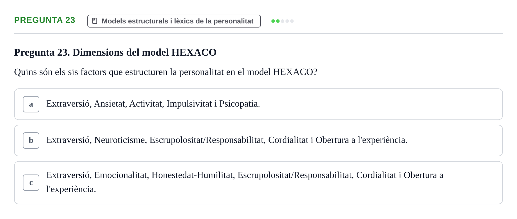 Enunciado: Pregunta 23 · Diferencies Individuals UB 2022