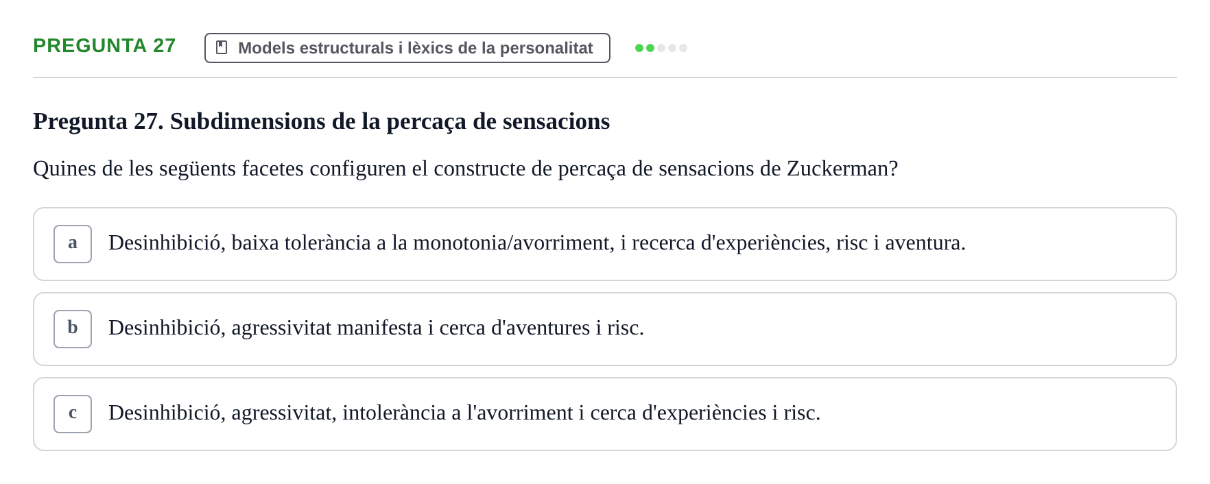 Enunciado: Pregunta 27 · Diferencies Individuals UB 2022