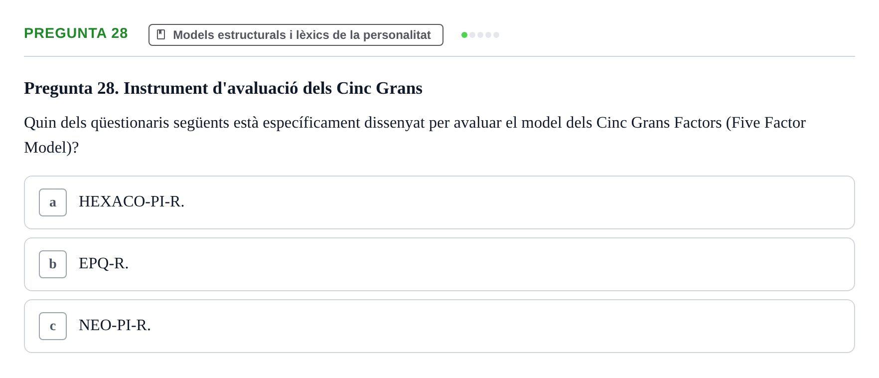 Enunciado: Pregunta 28 · Diferencies Individuals UB 2022