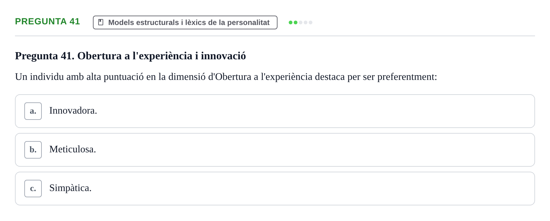 Enunciado: Pregunta 41 · Diferencies Individuals UB 2022