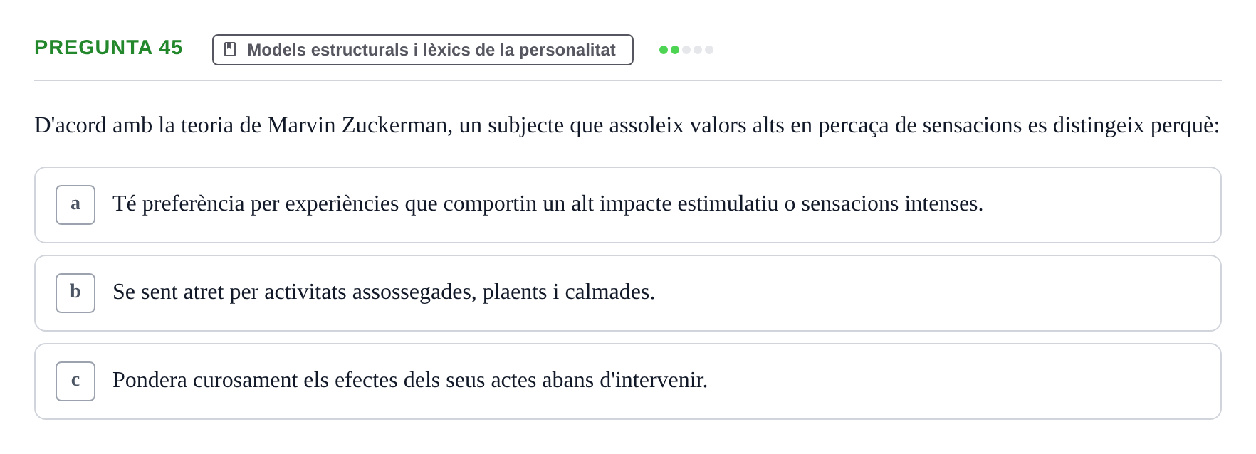 Enunciado: Pregunta 45 · Diferencies Individuals UB 2022