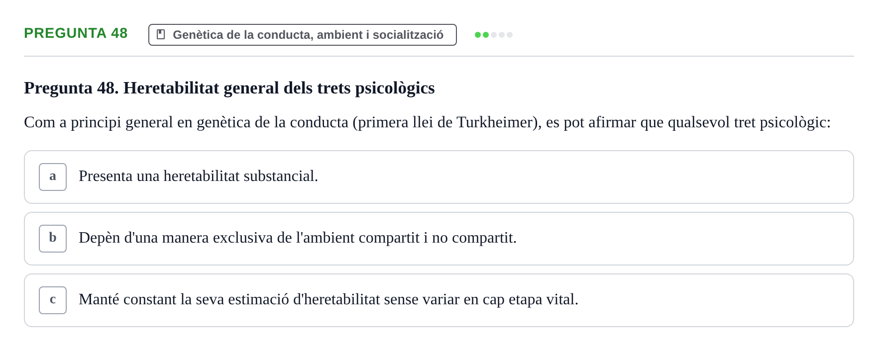 Enunciado: Pregunta 48 · Diferencies Individuals UB 2022