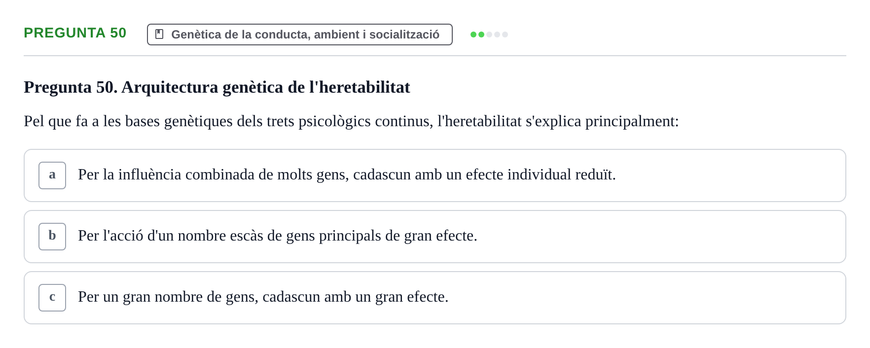Enunciado: Pregunta 50 · Diferencies Individuals UB 2022