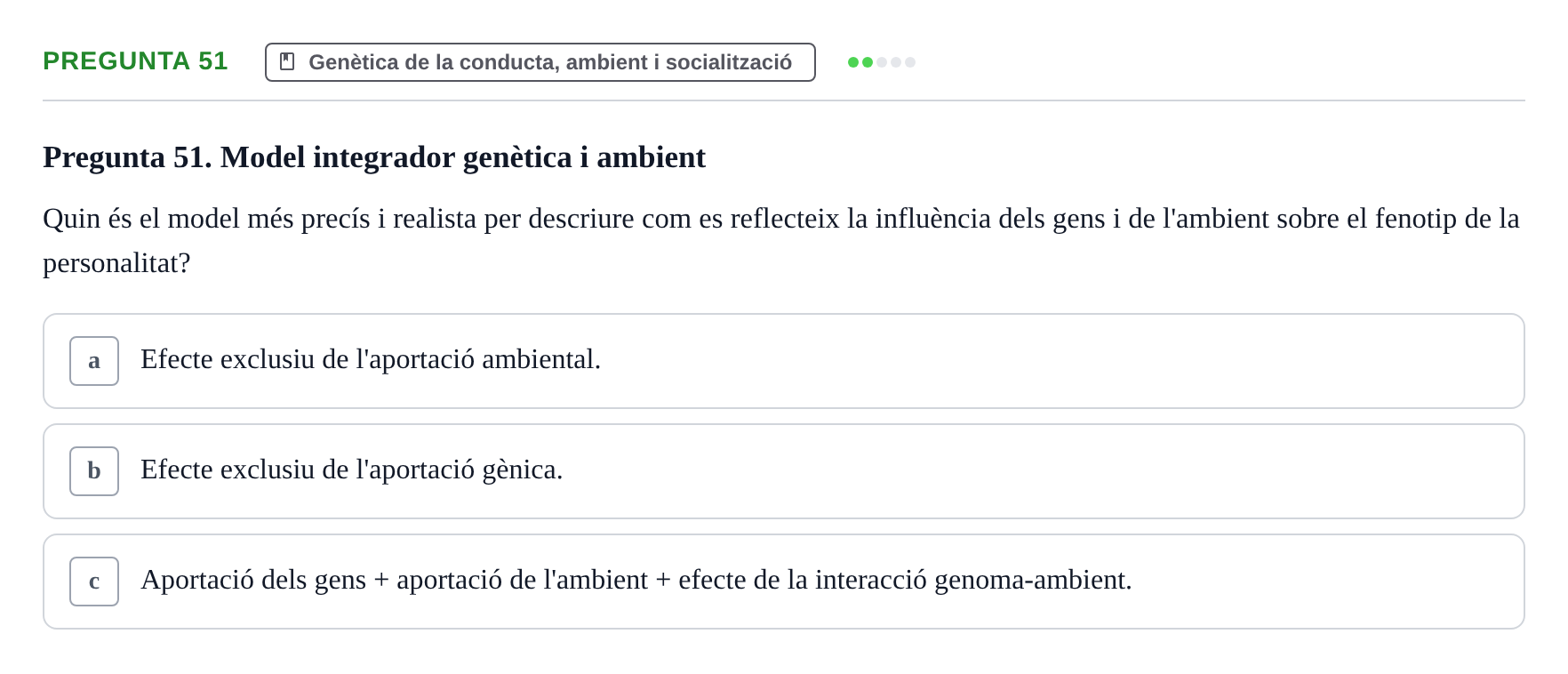 Enunciado: Pregunta 51 · Diferencies Individuals UB 2022
