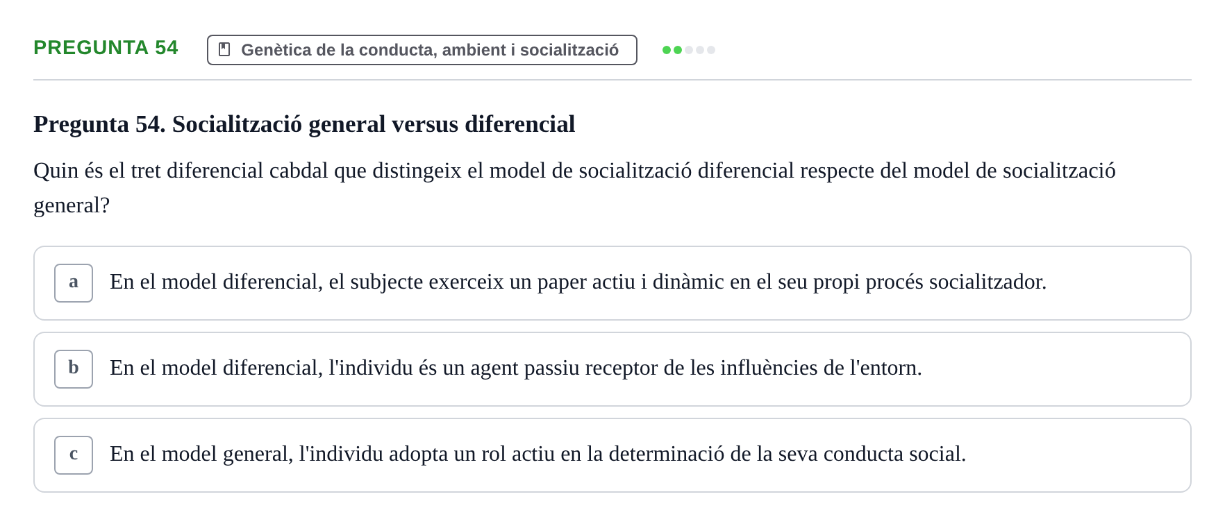 Enunciado: Pregunta 54 · Diferencies Individuals UB 2022