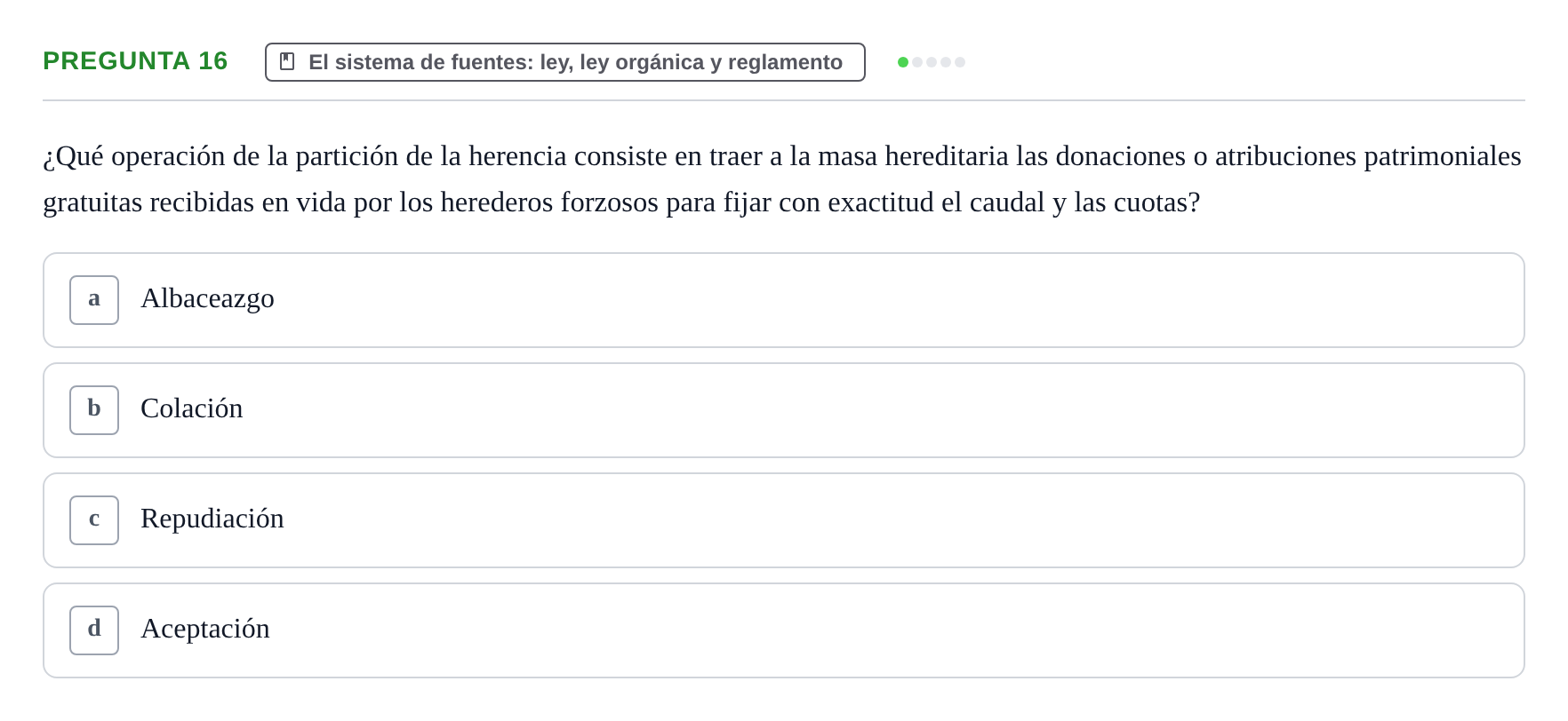 Enunciado: Pregunta 16