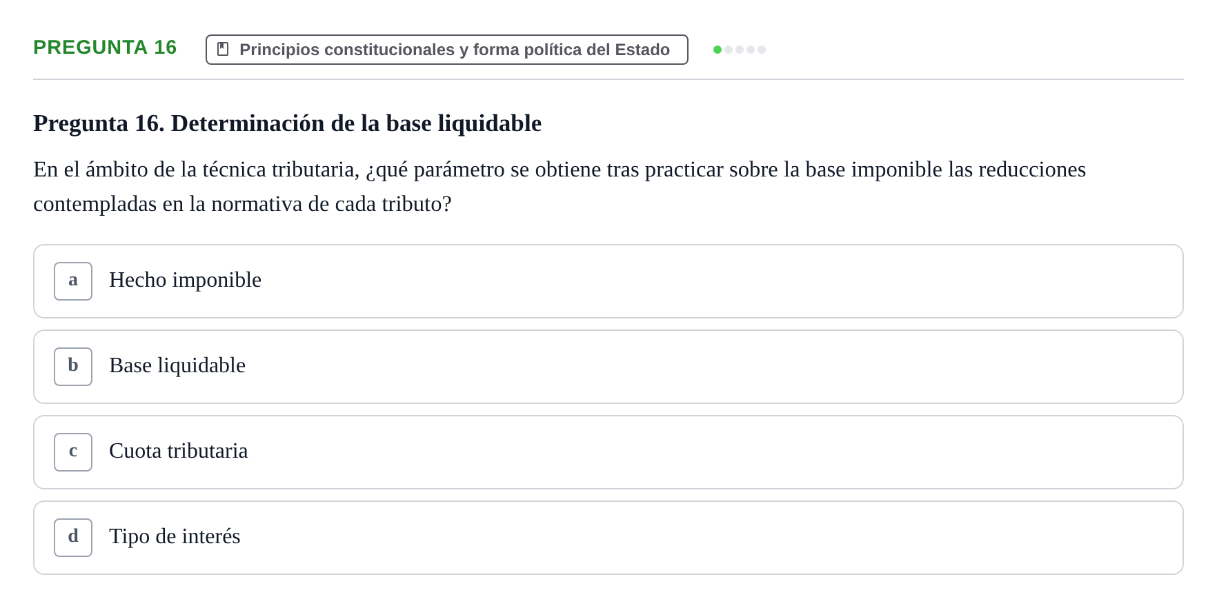 Enunciado: Pregunta 16