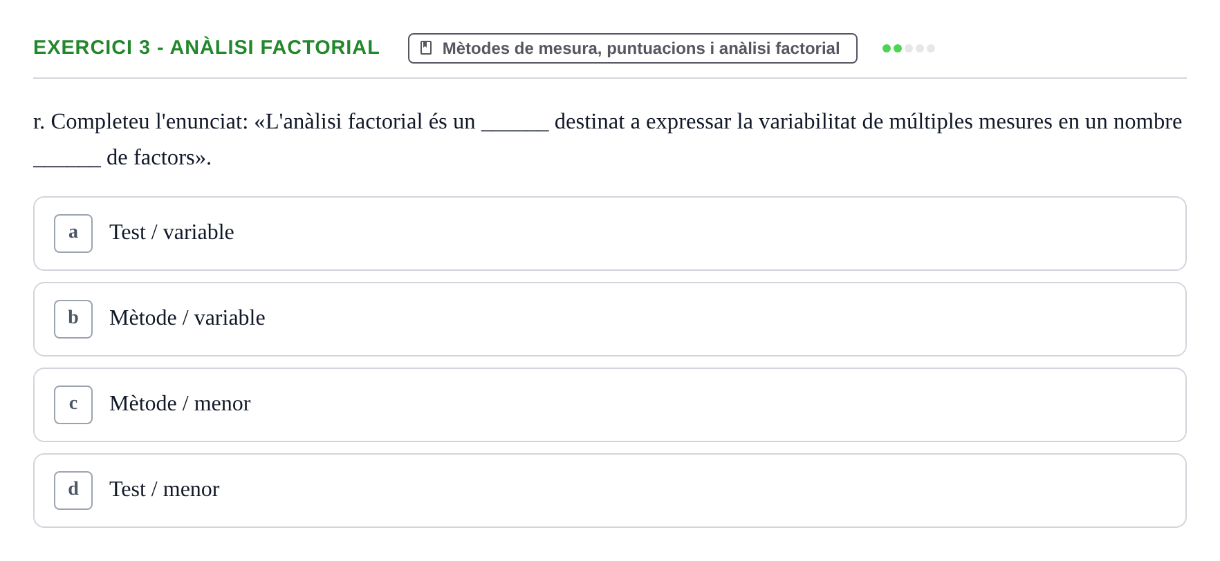 Enunciado: Ejercicio 3 - Anàlisi factorial · Diferencies Individuals UB 2012