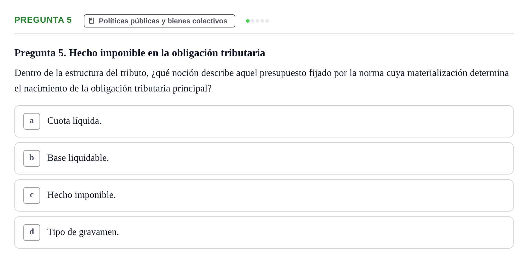 Enunciado: Pregunta 5