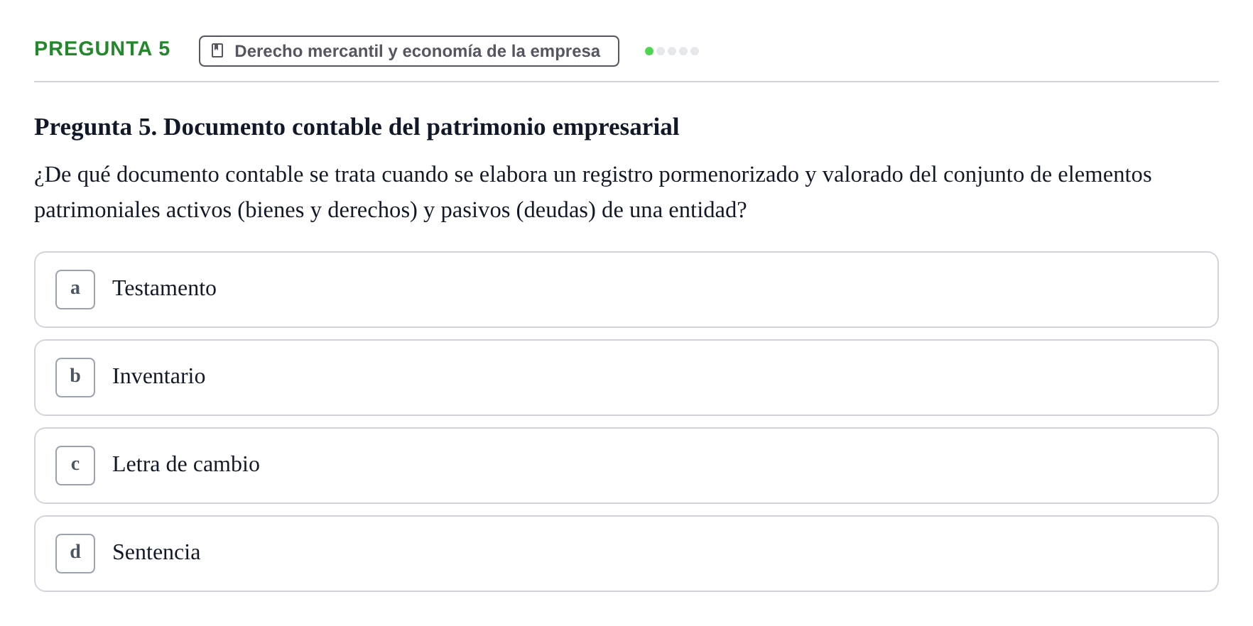 Enunciado: Pregunta 5