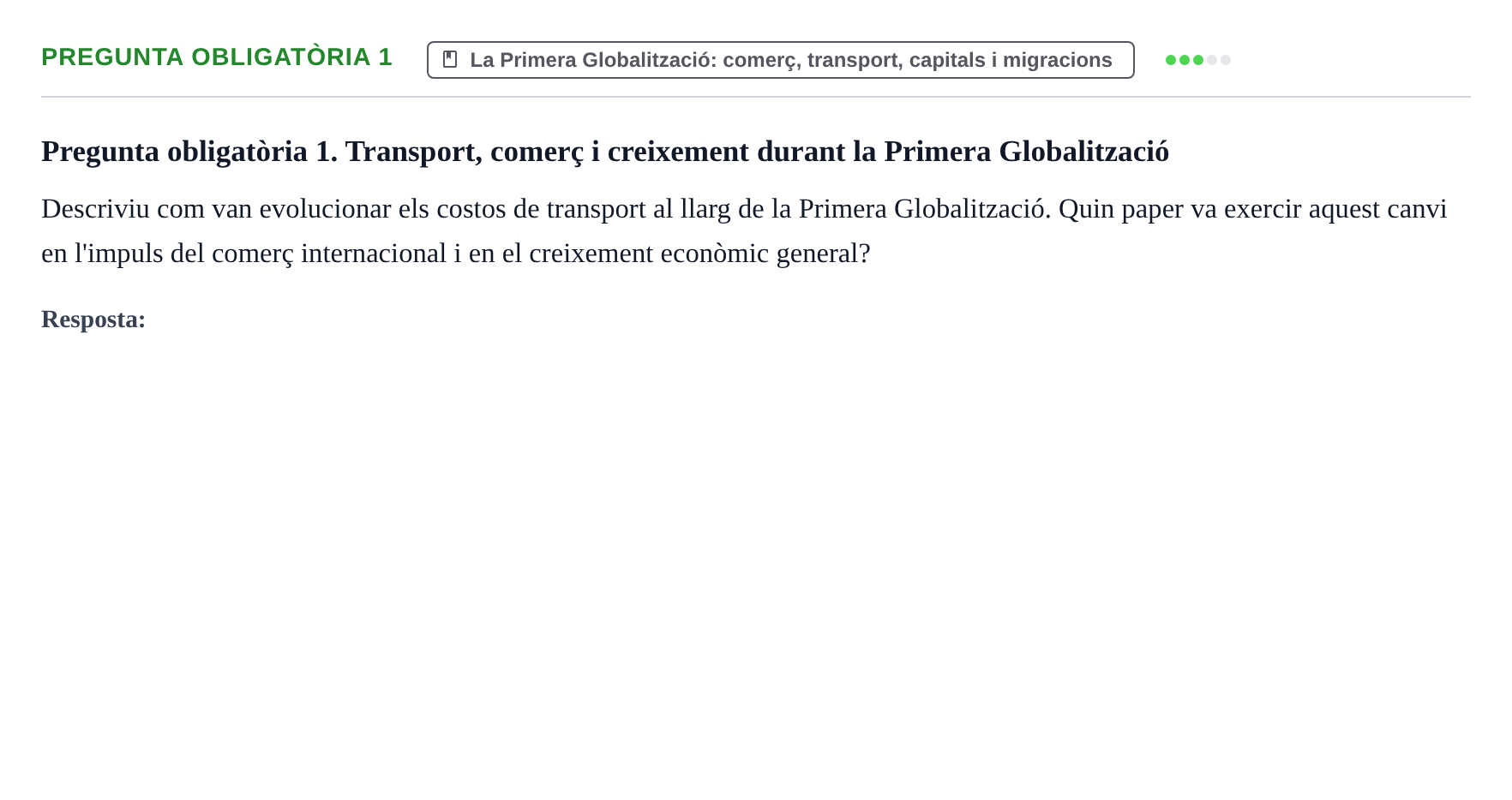 Enunciado: Pregunta obligatòria 1 · Historia Económica UB Examen final d'Història Econòmica: Preguntes de desenvolupament