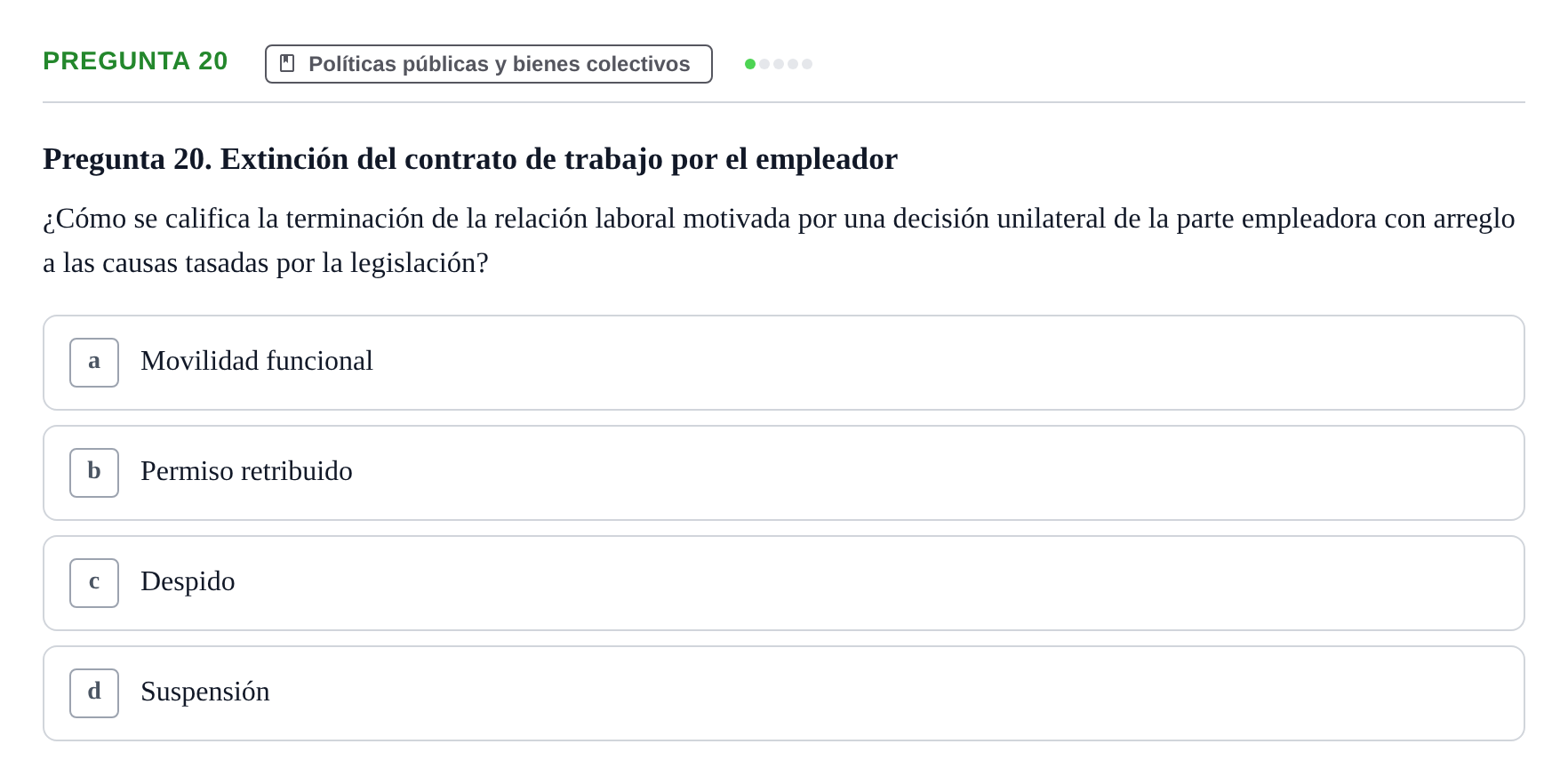 Enunciado: Pregunta 20