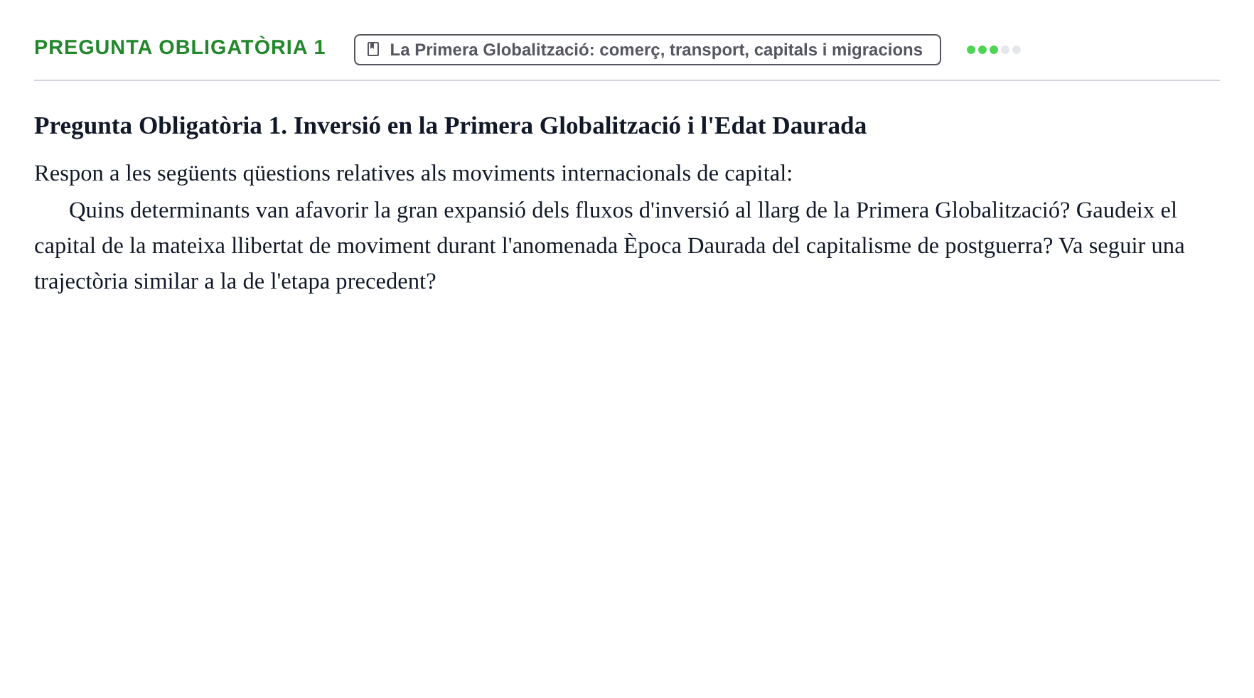 Enunciado: Pregunta Obligatòria 1 · Historia Económica UB Examen de preguntes d'assaig d'Història Econòmica