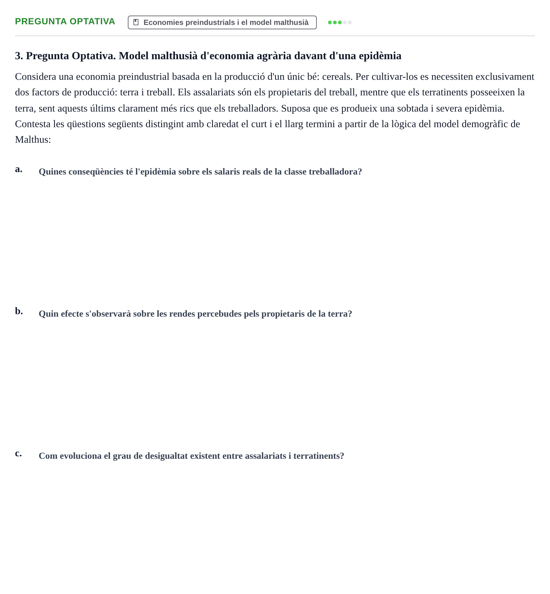 Enunciado: Pregunta Optativa · Historia Económica UB Examen de preguntes d'assaig d'Història Econòmica
