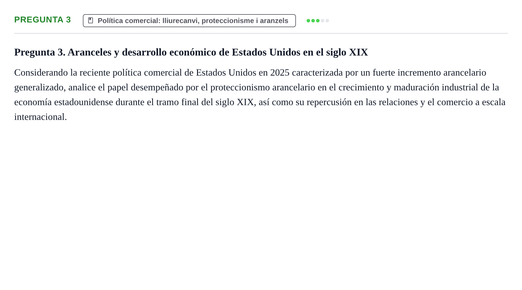 Enunciado: Pregunta 3 · Historia Económica UB Examen de Convocatoria Ordinaria. Historia Económica