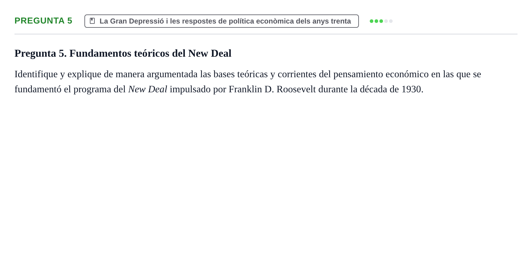 Enunciado: Pregunta 5 · Historia Económica UB Examen de Convocatoria Ordinaria. Historia Económica