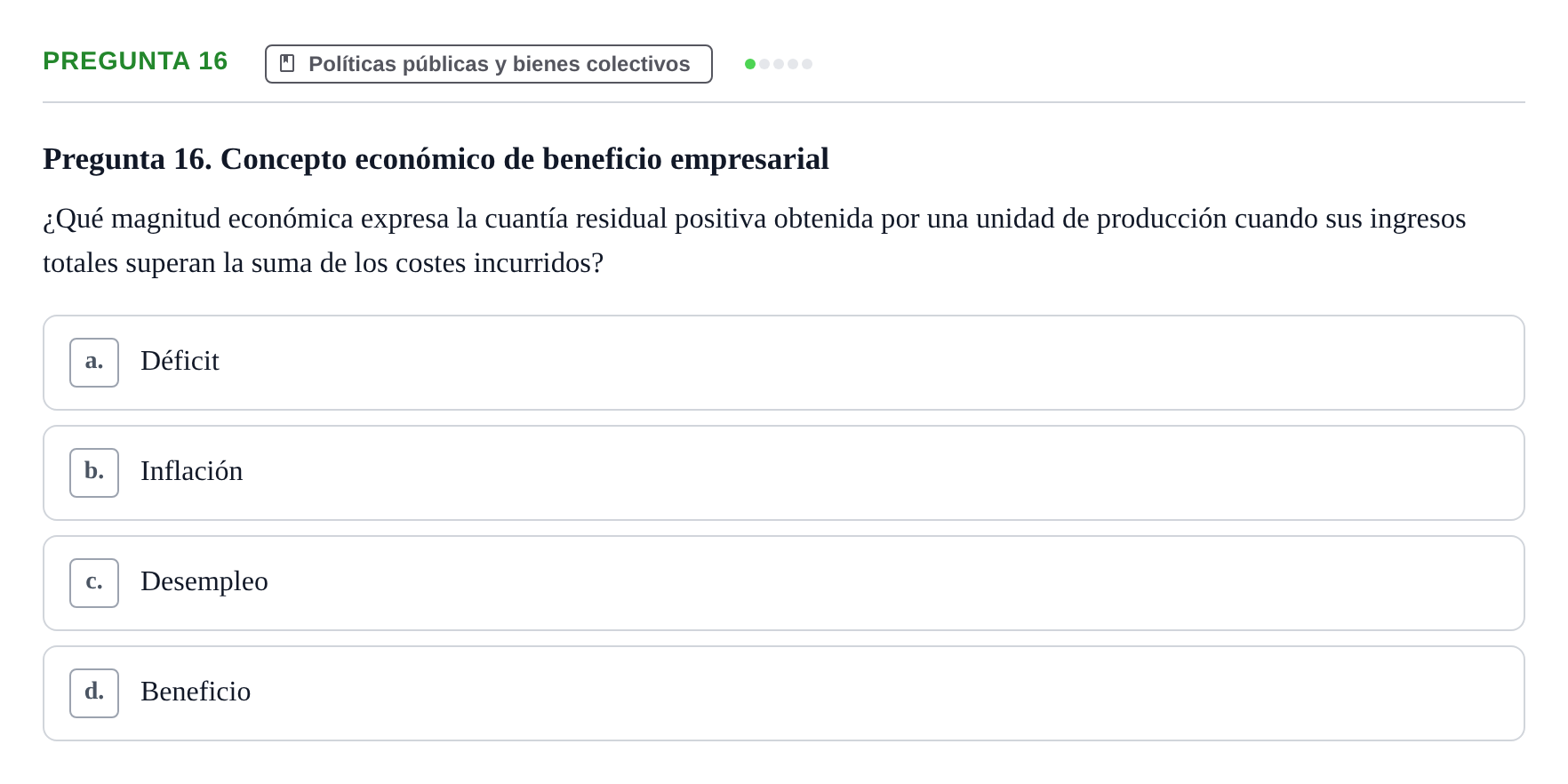 Enunciado: Pregunta 16