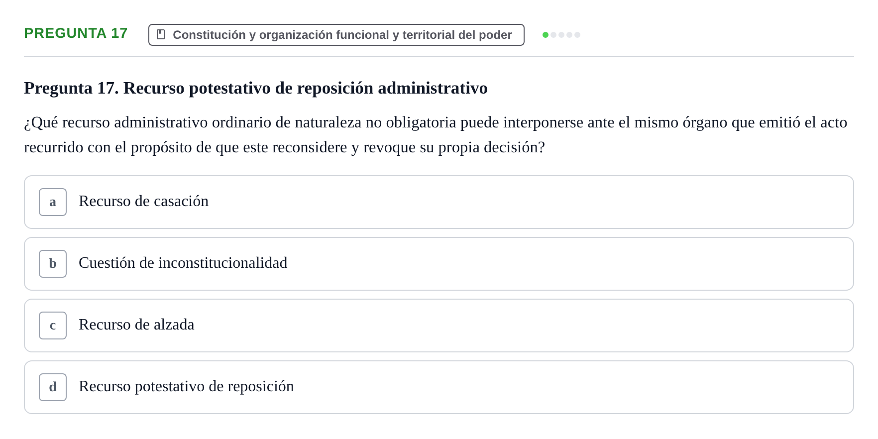Enunciado: Pregunta 17