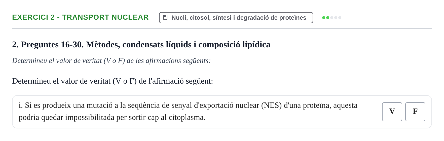 Enunciado: Ejercicio 2 - Transport nuclear · Biología Celular UB 2023