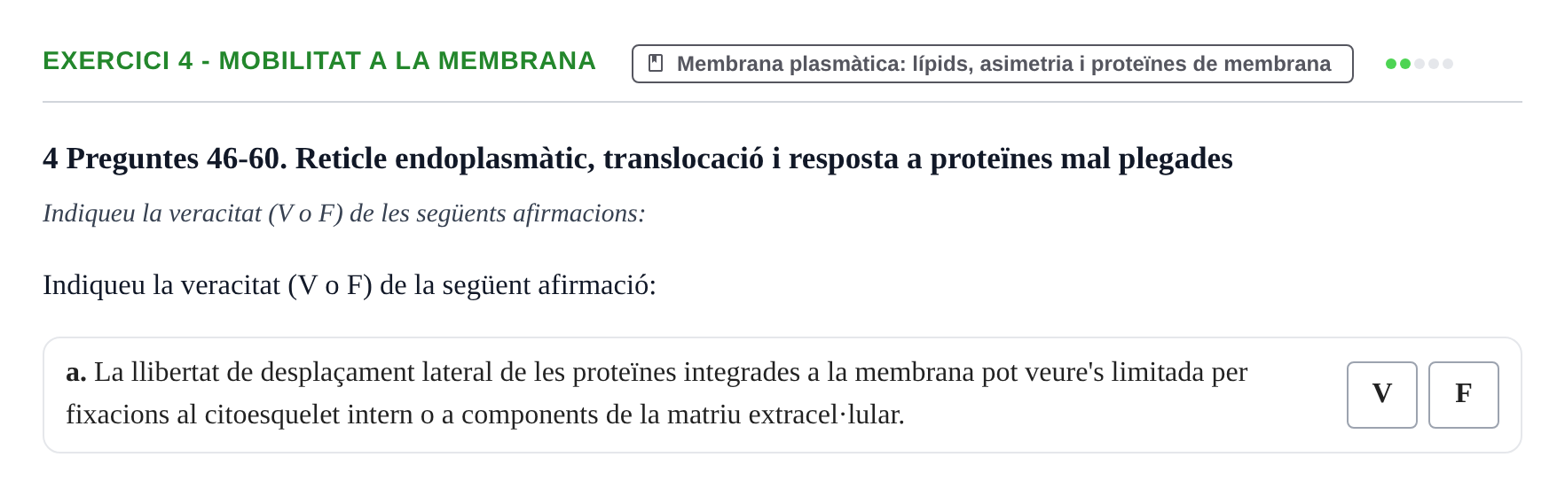 Enunciado: Ejercicio 4 - Mobilitat a la membrana · Biología Celular UB 2023