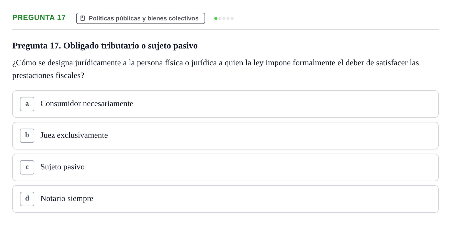 Enunciado: Pregunta 17