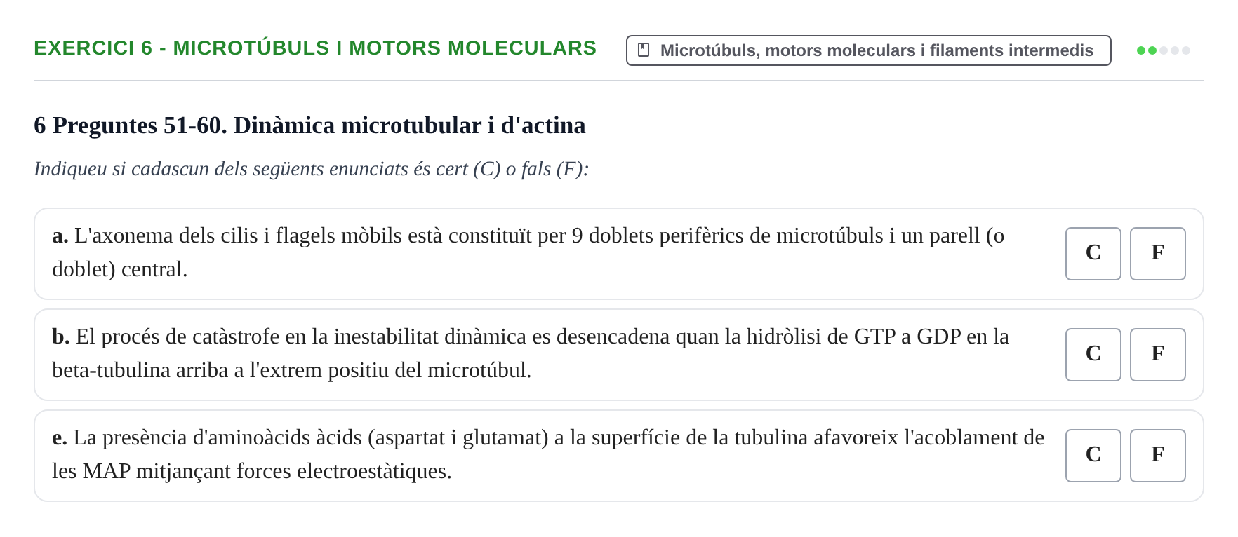 Enunciado: Ejercicio 6 - Microtúbuls i motors moleculars · Biología Celular UB Examen parcial: Biologia Cel·lular