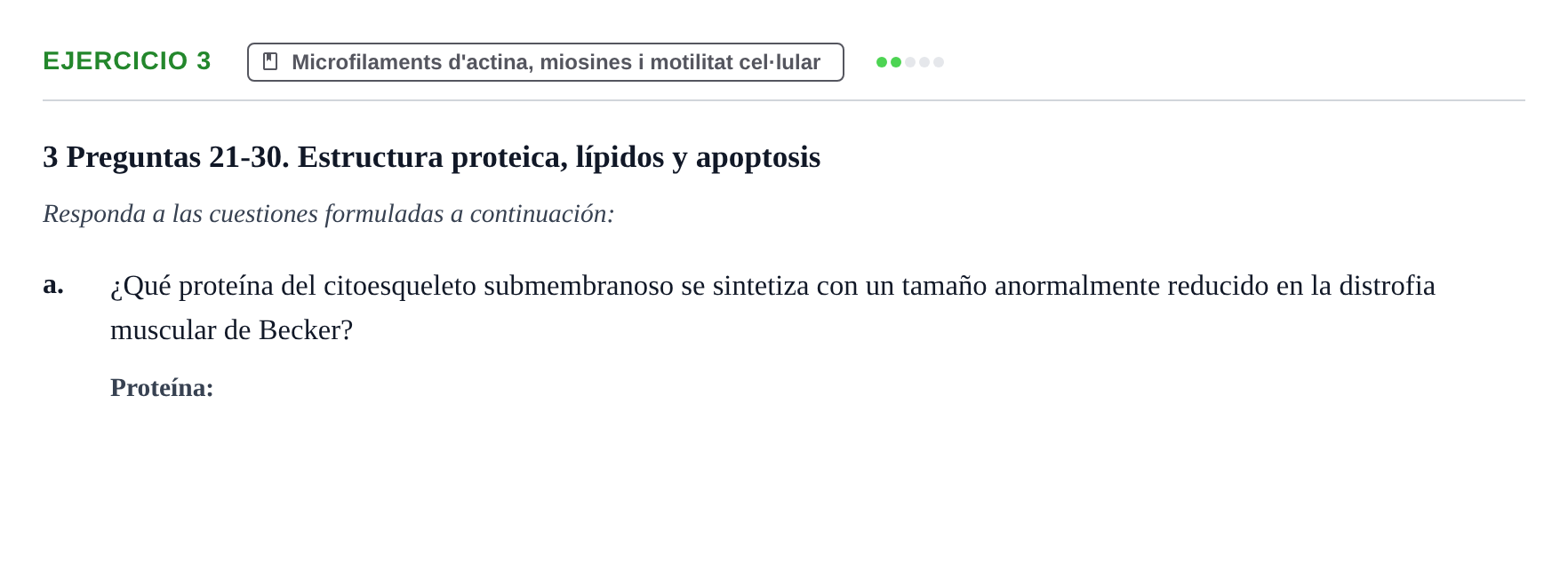 Enunciado: Ejercicio 3 - Microfilaments d'actina, miosines i motilitat… · Biología Celular UB 2018