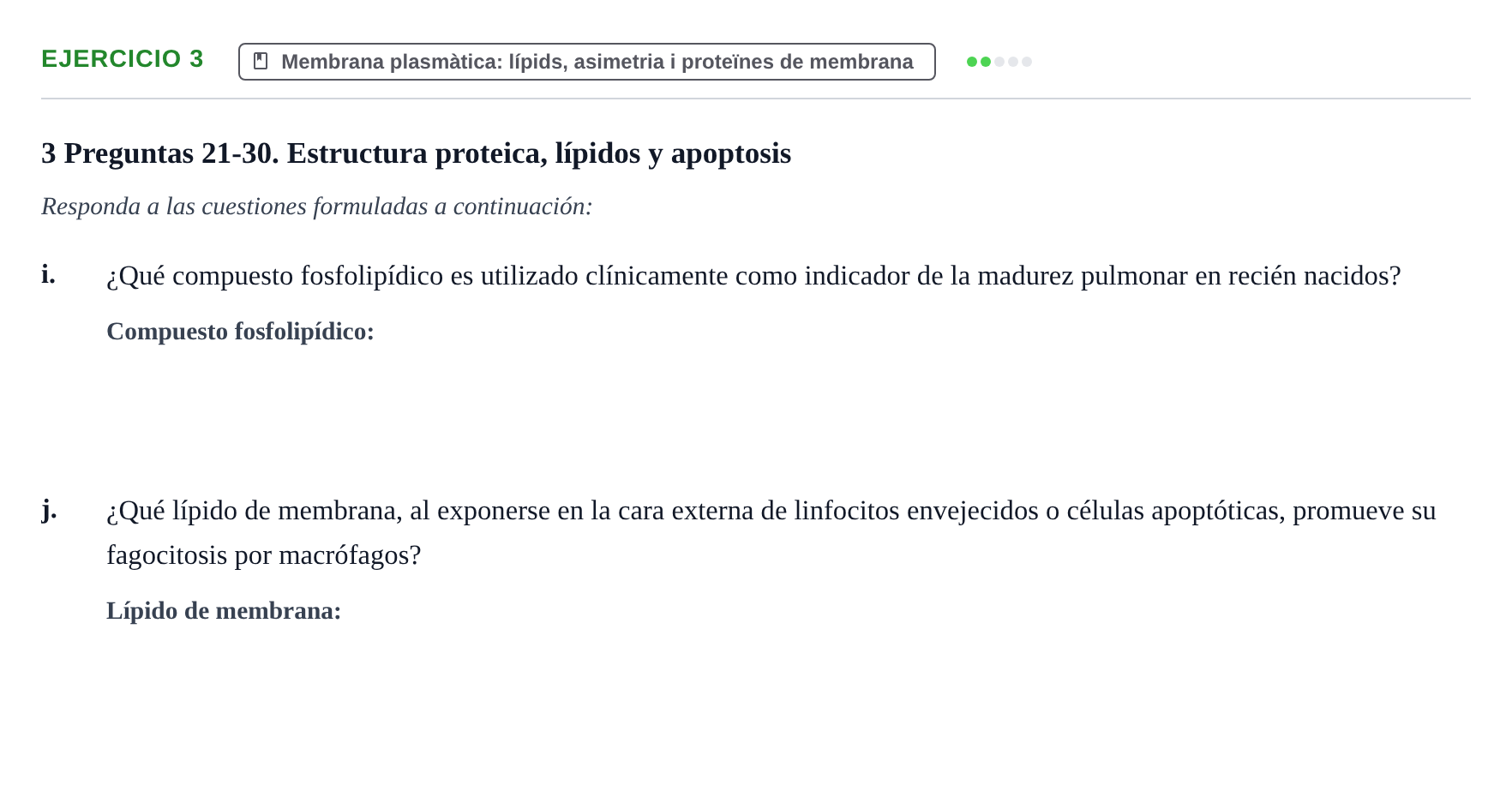 Enunciado: Ejercicio 3 - Membrana plasmàtica: lípids, asimetria i prot… · Biología Celular UB 2018