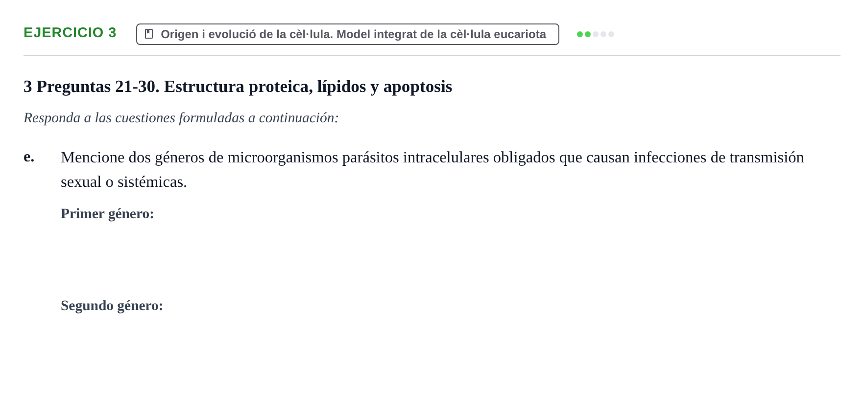 Enunciado: Ejercicio 3 - Origen i evolució de la cèl·lula · Biología Celular UB 2018