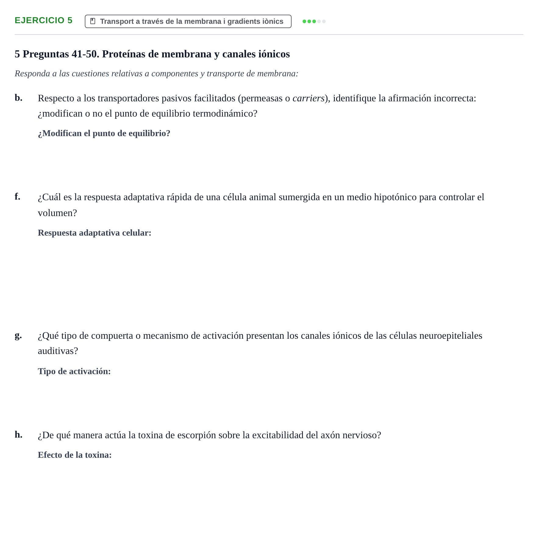 Enunciado: Ejercicio 5 - Transport a través de la membrana i gradients… · Biología Celular UB 2018