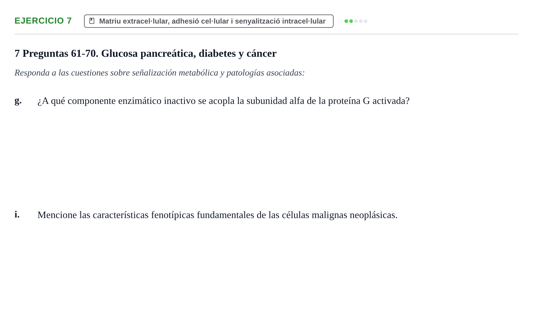 Enunciado: Ejercicio 7 - Matriu extracel·lular, adhesió cel·lular i se… · Biología Celular UB 2018