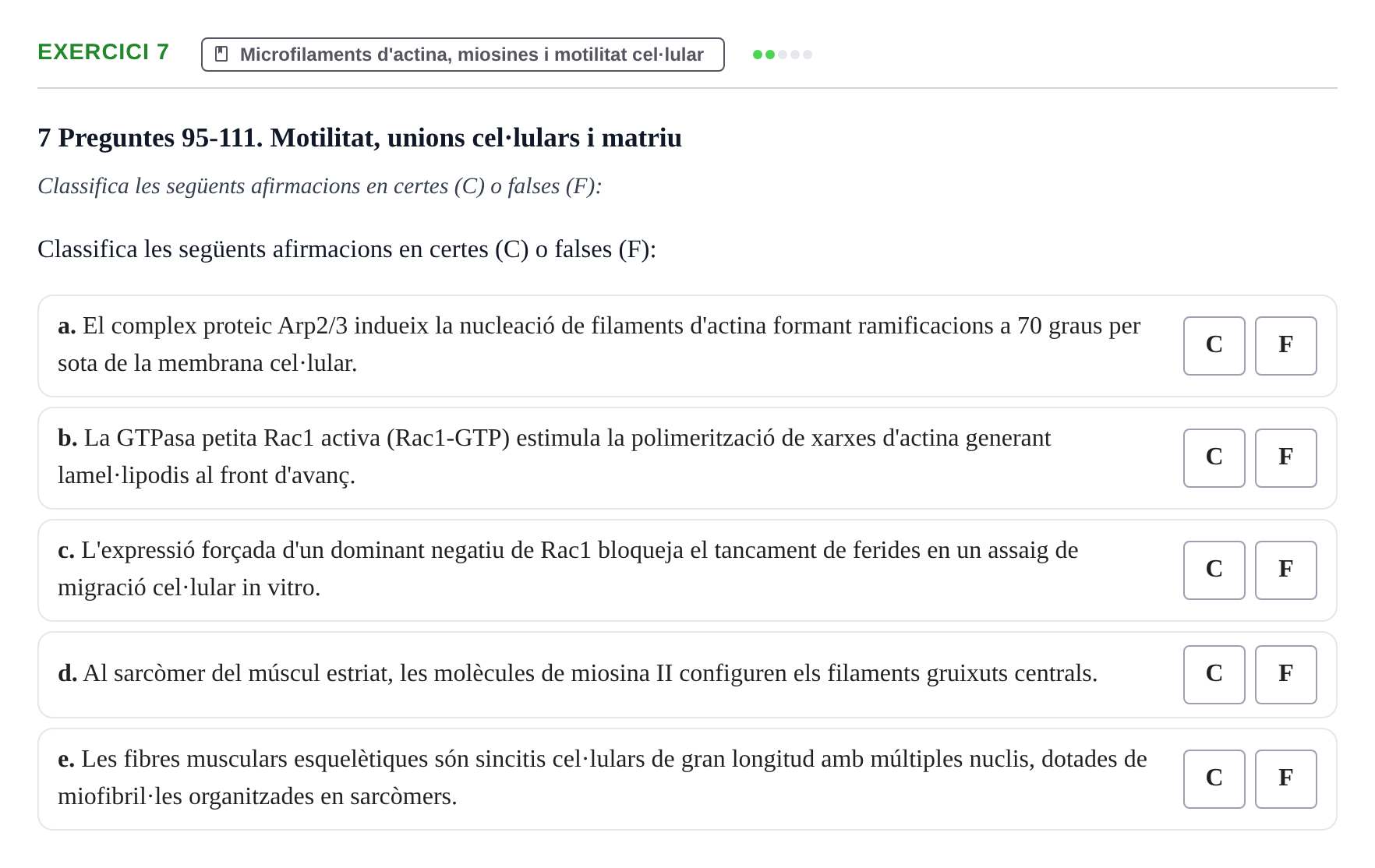 Enunciado: Ejercicio 7 - Microfilaments d'actina, miosines i motilitat… · Biología Celular UB 2024