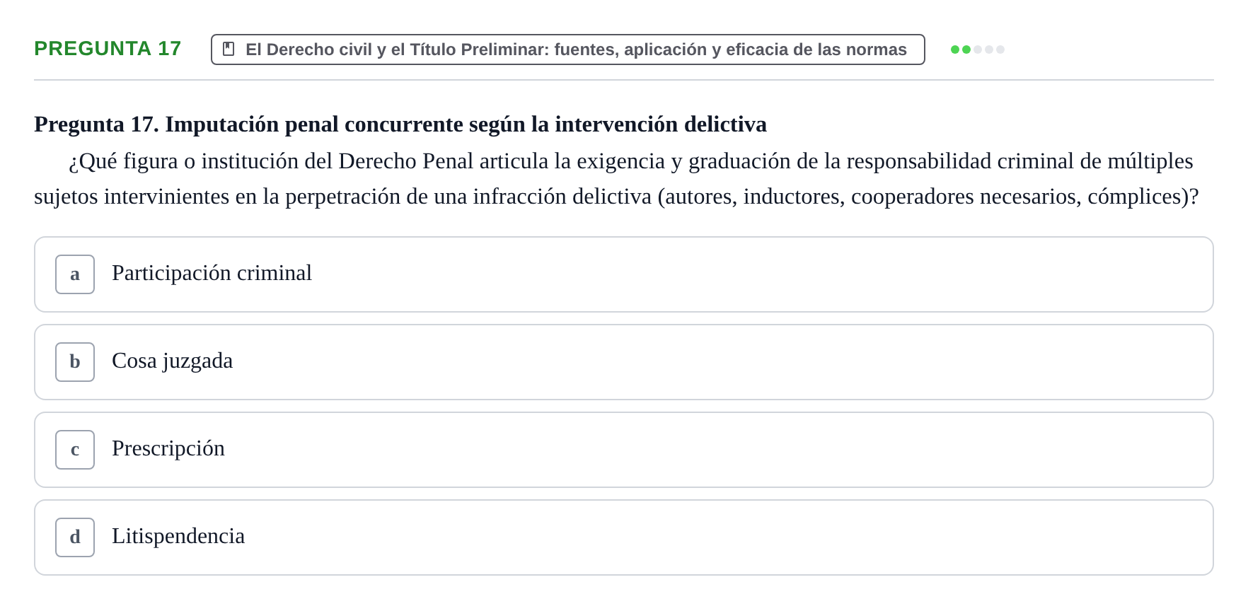 Enunciado: Pregunta 17