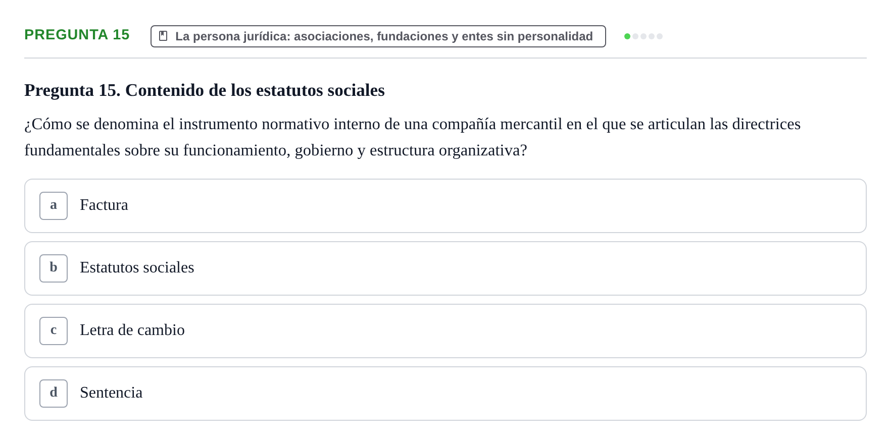 Enunciado: Pregunta 15