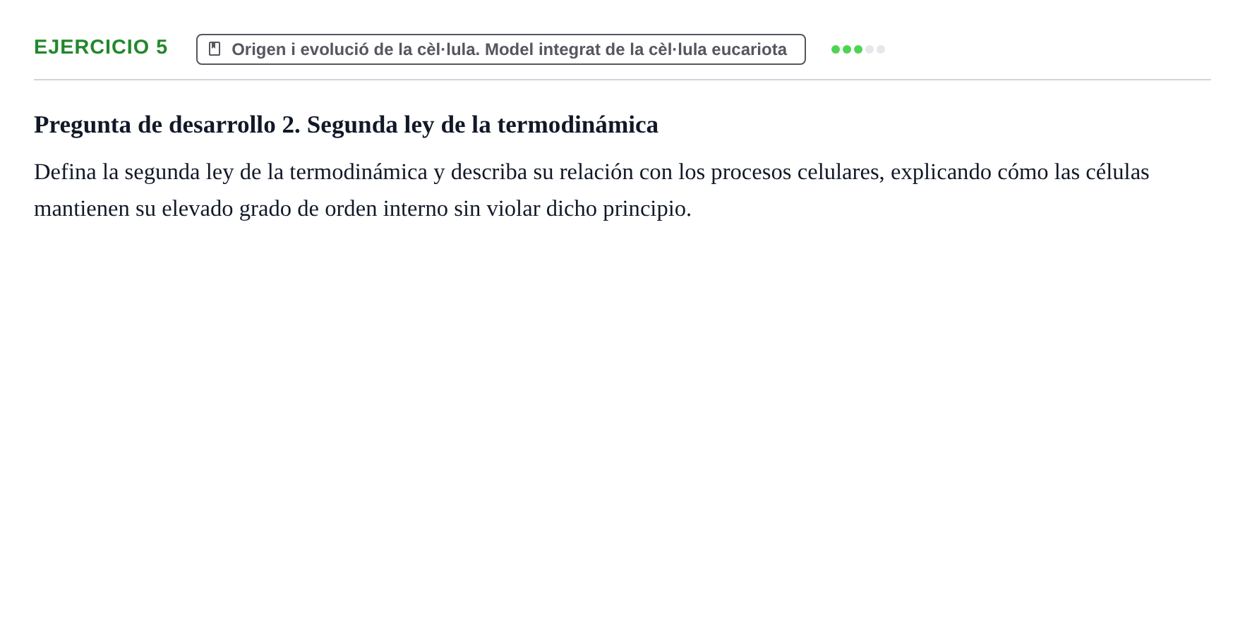 Enunciado: Problema 5 · Biología Celular UB Examen Parcial de Biología Celular: Membrana, Termodinámica y Señalización