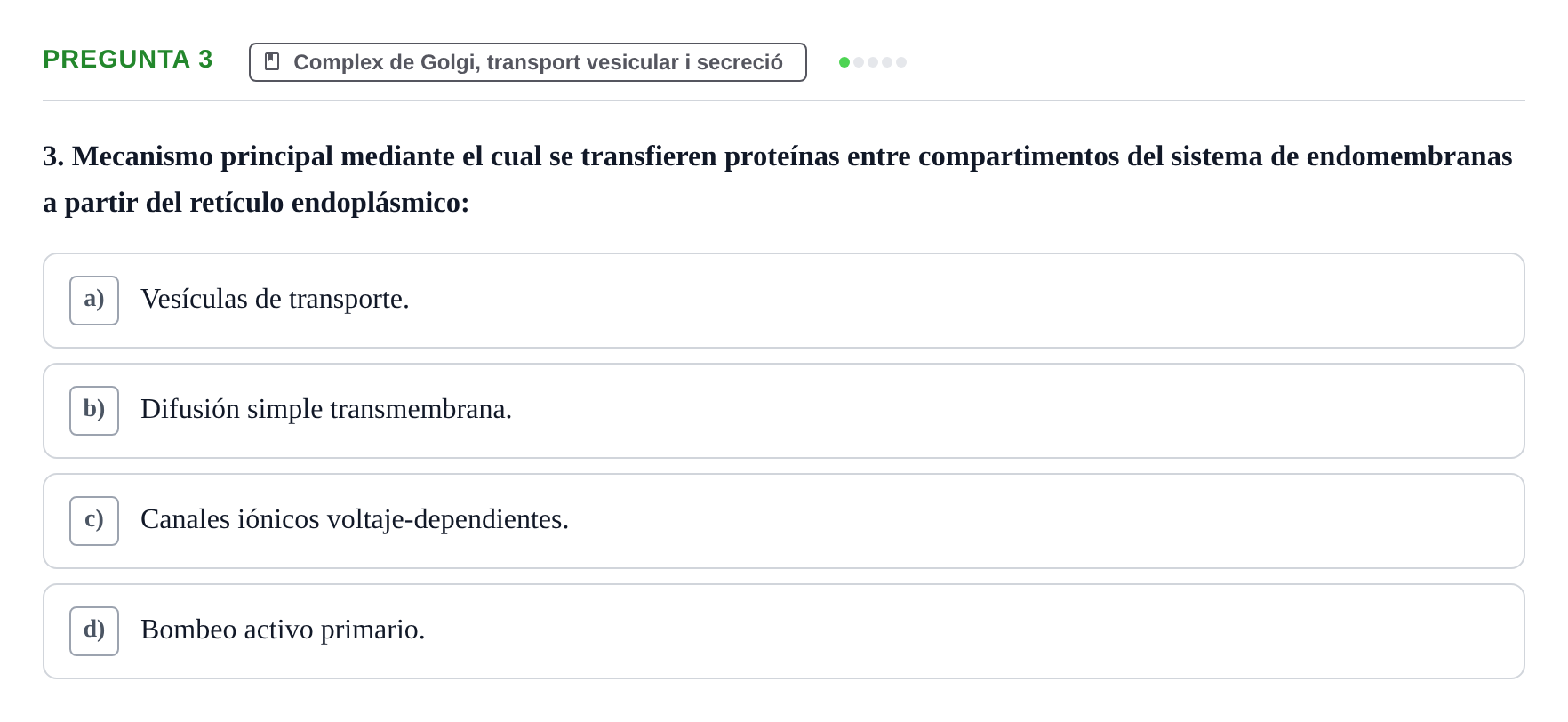Enunciado: Pregunta 3 · Biología Celular UB Examen Segundo Parcial: Sistema de Endomembranas y Citoesqueleto