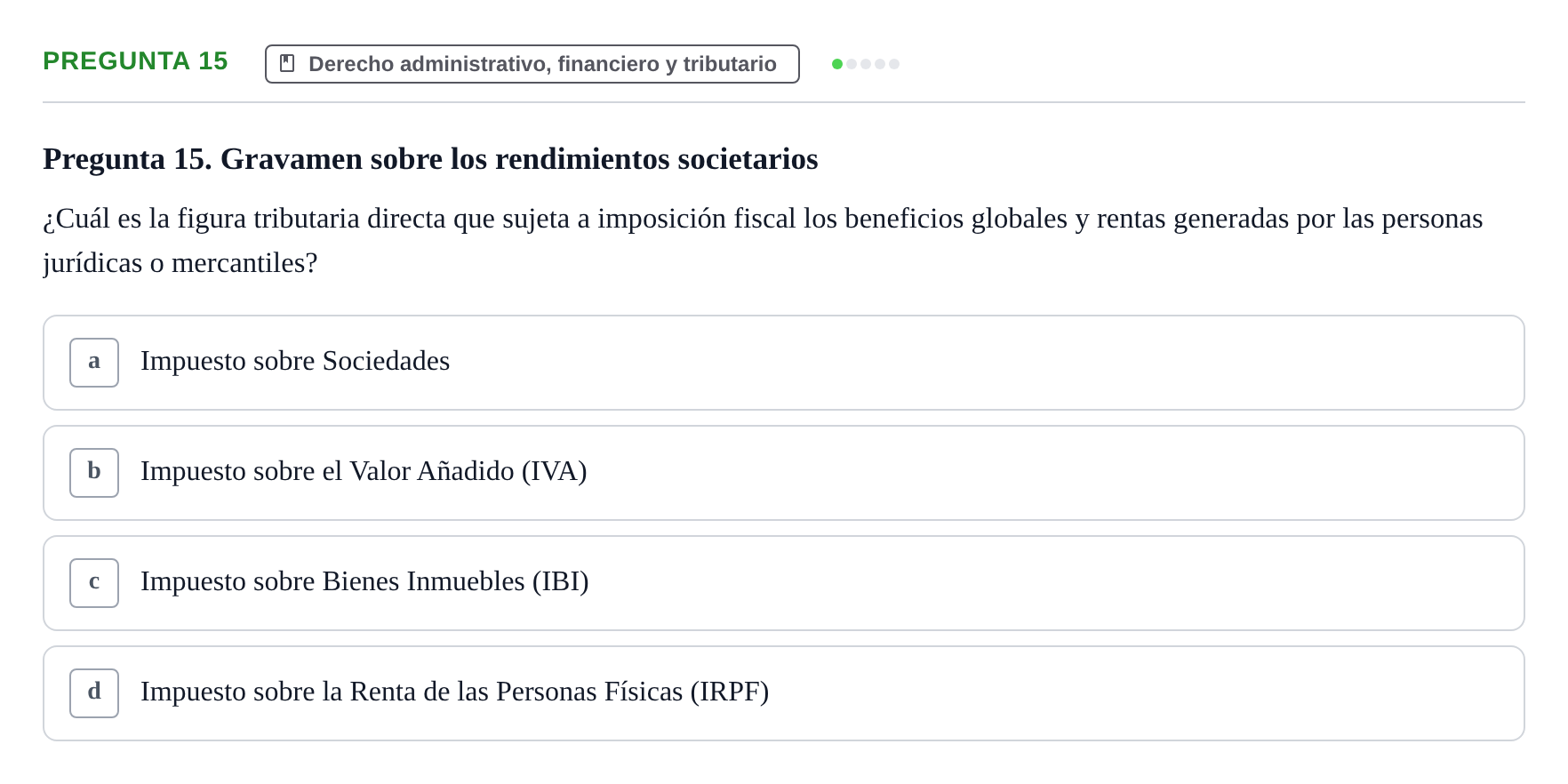 Enunciado: Pregunta 15