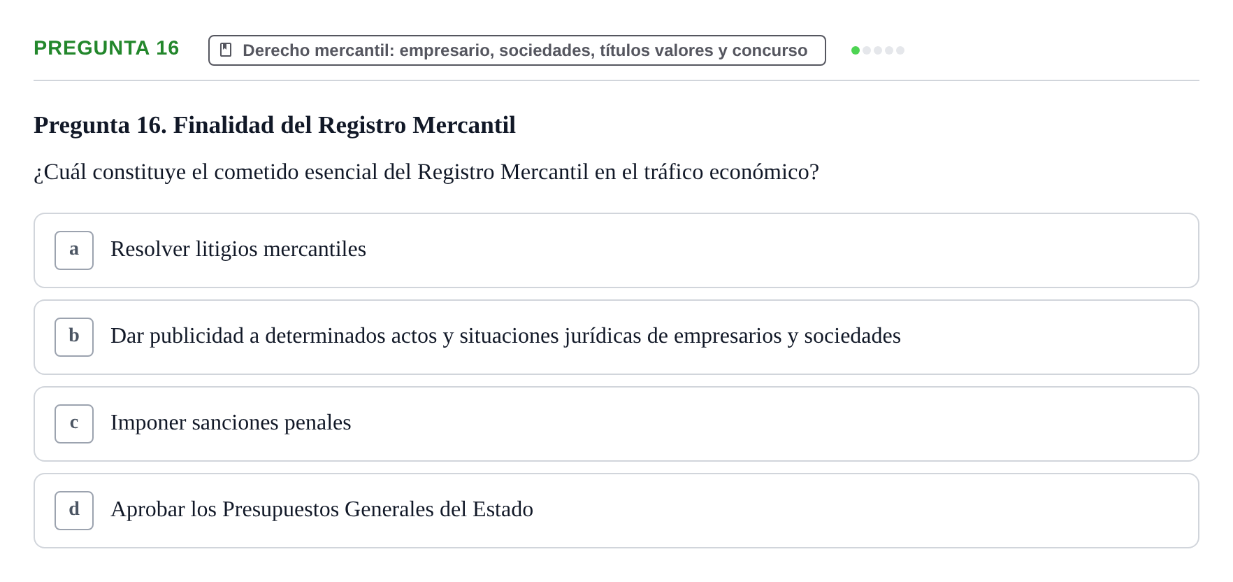 Enunciado: Pregunta 16