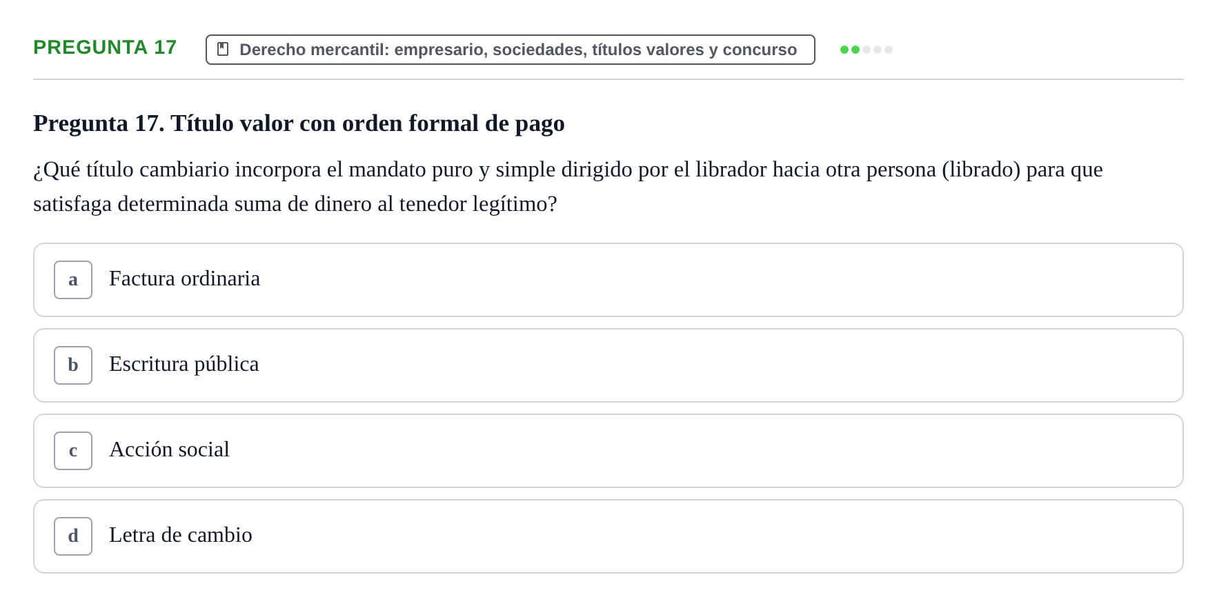 Enunciado: Pregunta 17