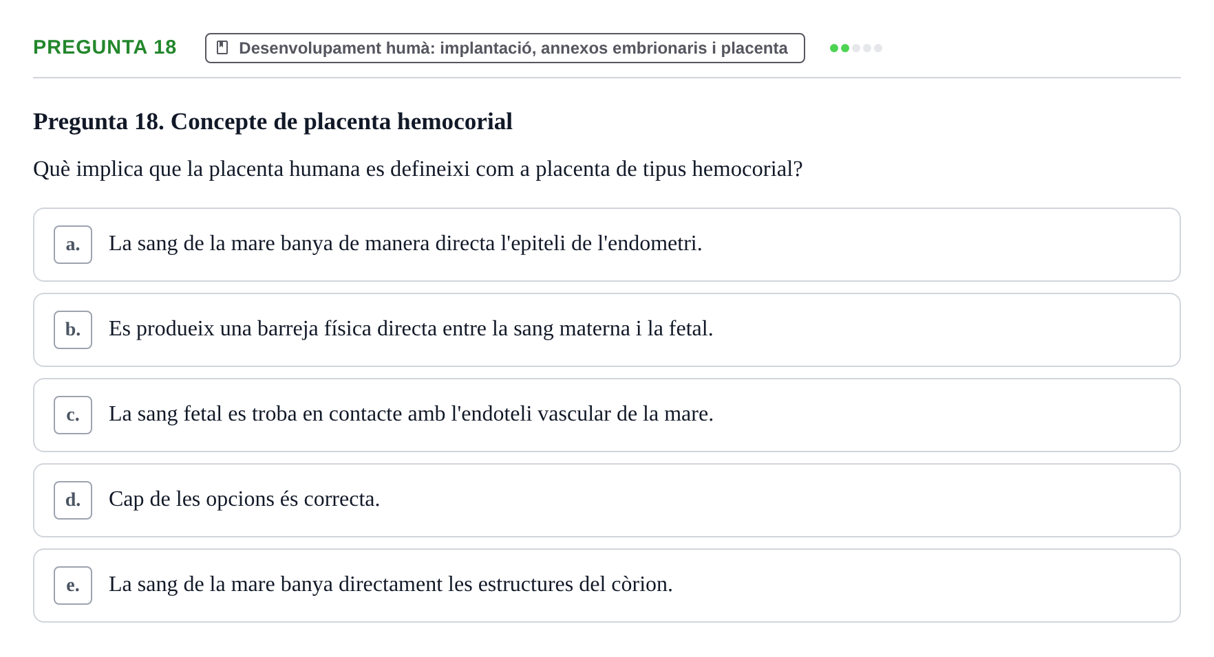 Enunciado: Pregunta 18 · Bilogía Celular y del Desarrollo UB 2019